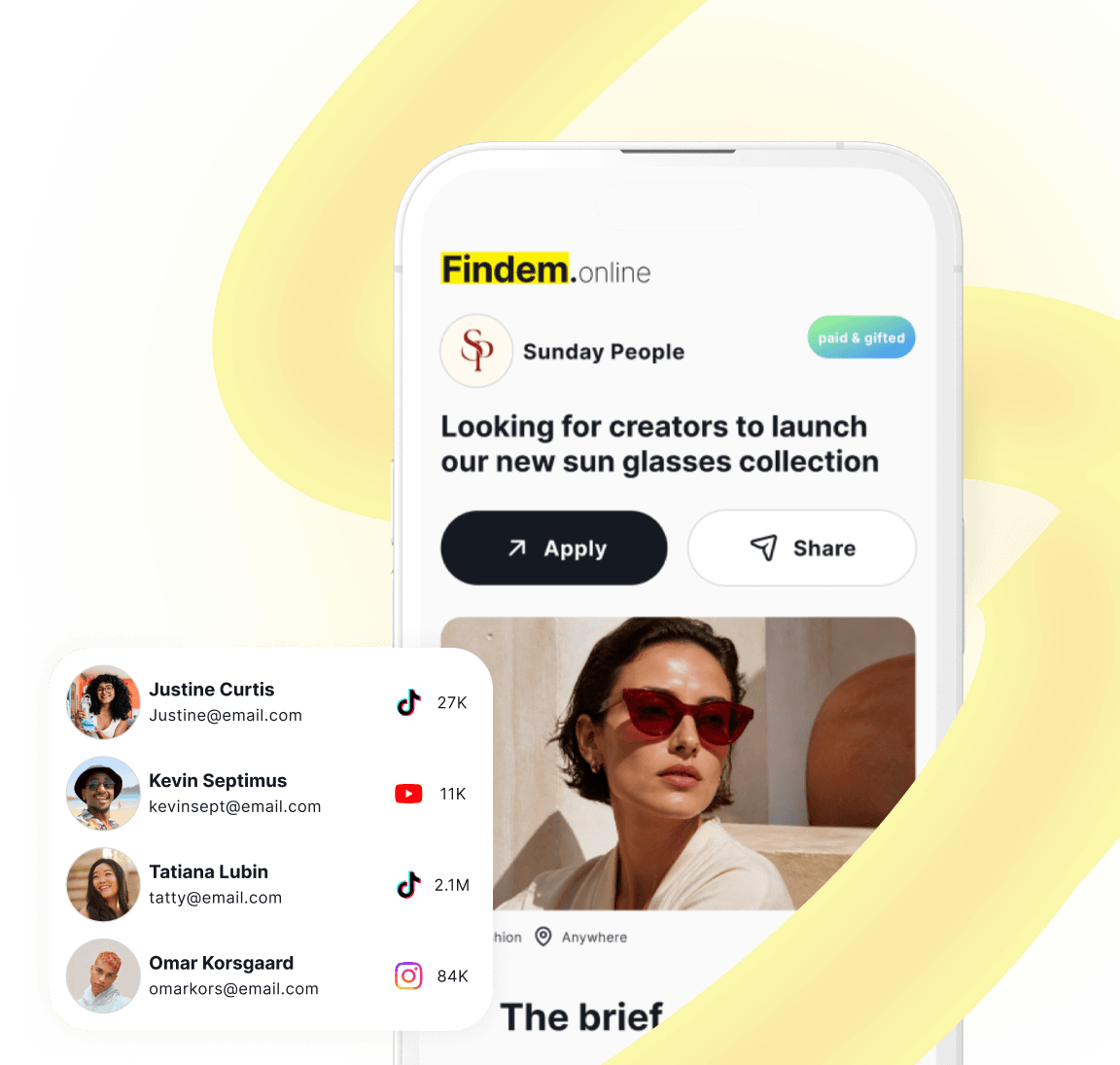 Creator brief on a phone with applicants overlapping